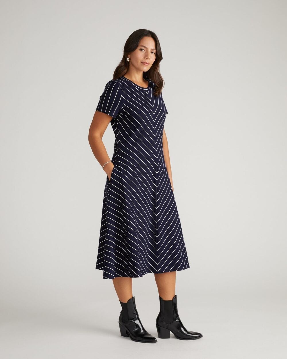 Universal Standard 18 20 Blue White Stripe Imani Ponte Dress
